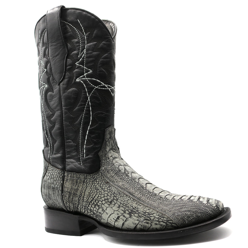Load image into Gallery viewer, 8038 - RockinLeather Men&#39;s Grey Ostrich Leg Square Toe Western Boot
