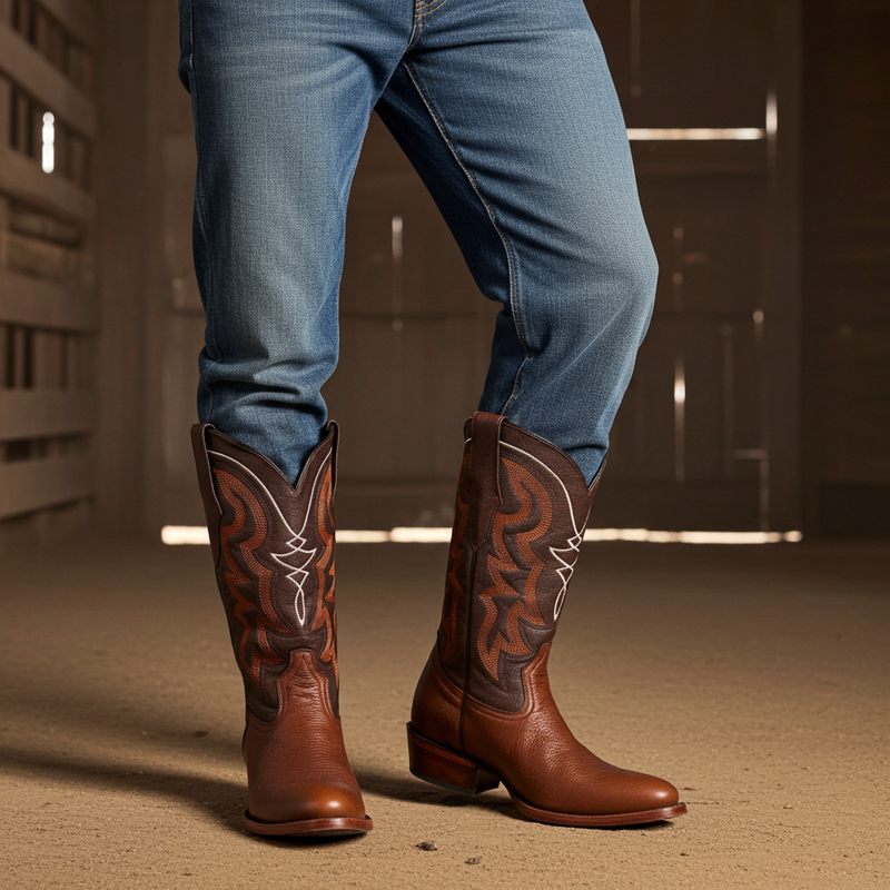 Load image into Gallery viewer, 8039 - RockinLeather Men&#39;s Genuine Brown Deer Skin Western Boot
