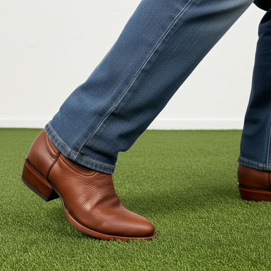 8039 - RockinLeather Men's Genuine Brown Deer Skin Western Boot