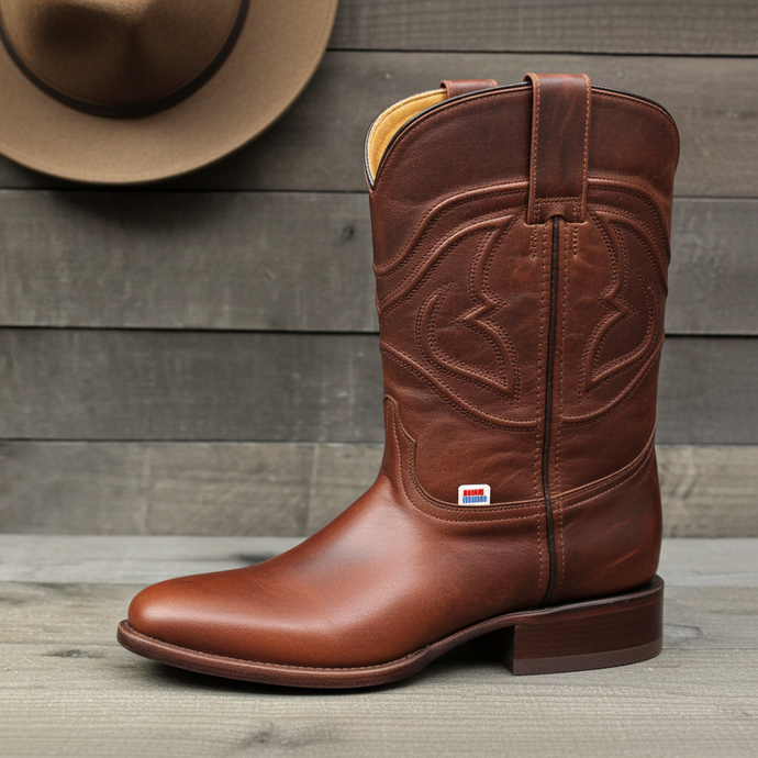 1253 - RockinLeather Men's Cognac Goat Roper Boot
