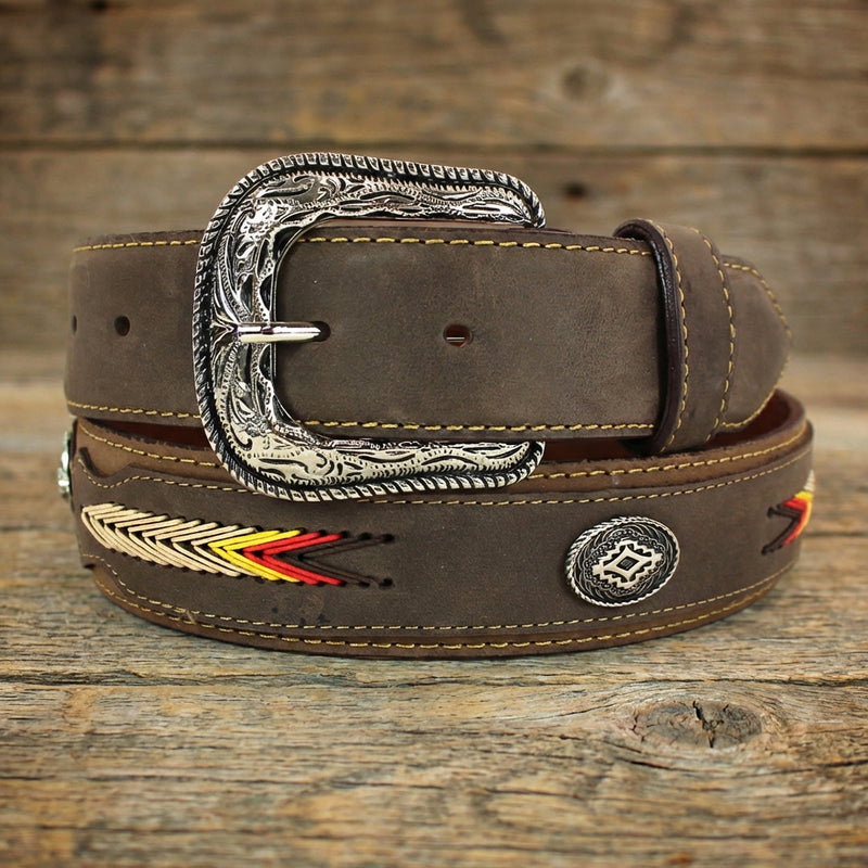 Load image into Gallery viewer, B1001 - RockinLeather Cowhide Leather Belt w/ Aztec Designs

