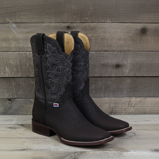 1246 - RockinLeather Men's Black Bull Shoulder Western Boot
