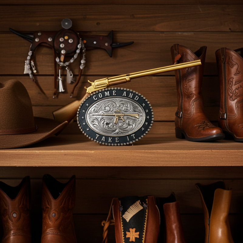 Load image into Gallery viewer, RLB004 - RockinLeather &quot;Come And Take It&quot; Belt Buckle
