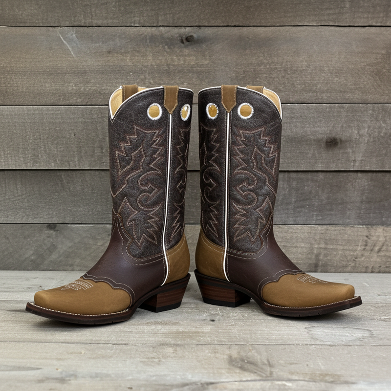 Load image into Gallery viewer, 1136 - RockinLeather Men&#39;s Distressed Brown Narrow Square Toe Western Boot With Overlay
