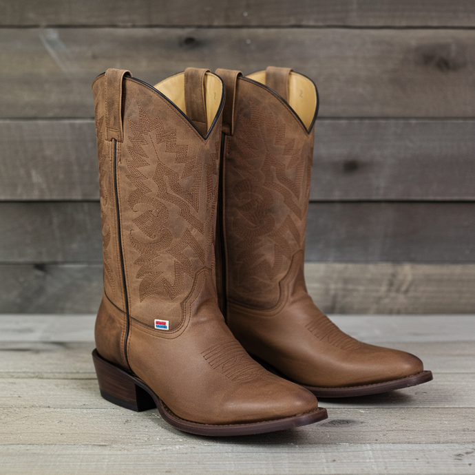 1243 - RockinLeather Men's Round Toe Sierra Scotch Goat Western Boot