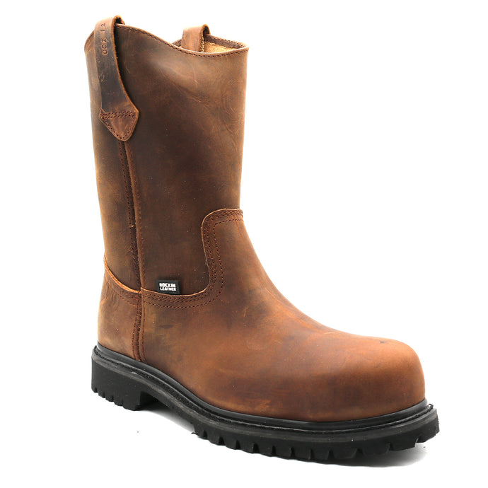9002 - RockinLeather Men's Crazy Horse Round Steel Toe Boot