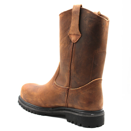 9002 - RockinLeather Men's Crazy Horse Round Steel Toe Boot