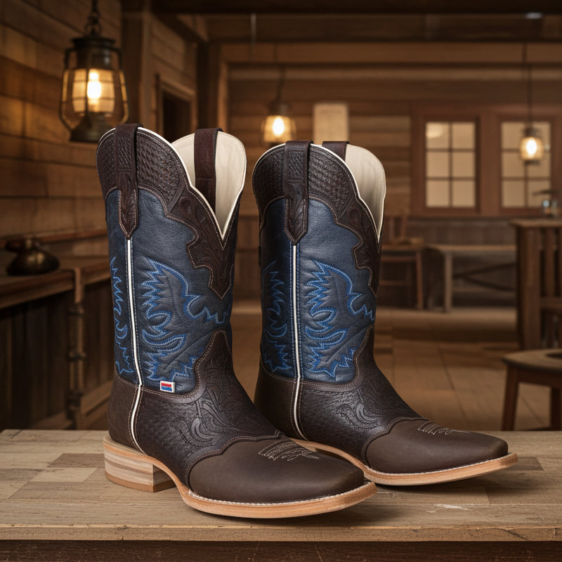 Load image into Gallery viewer, 1101 - RockinLeather Men&#39;s Hand Tooled Overlay Western Boot
