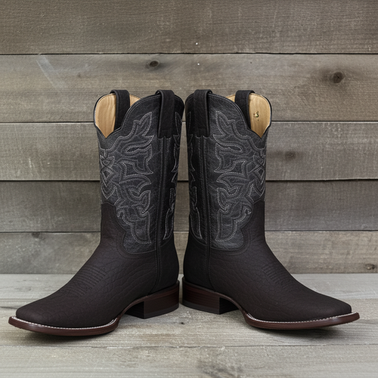 1246 - RockinLeather Men's Black Bull Shoulder Western Boot