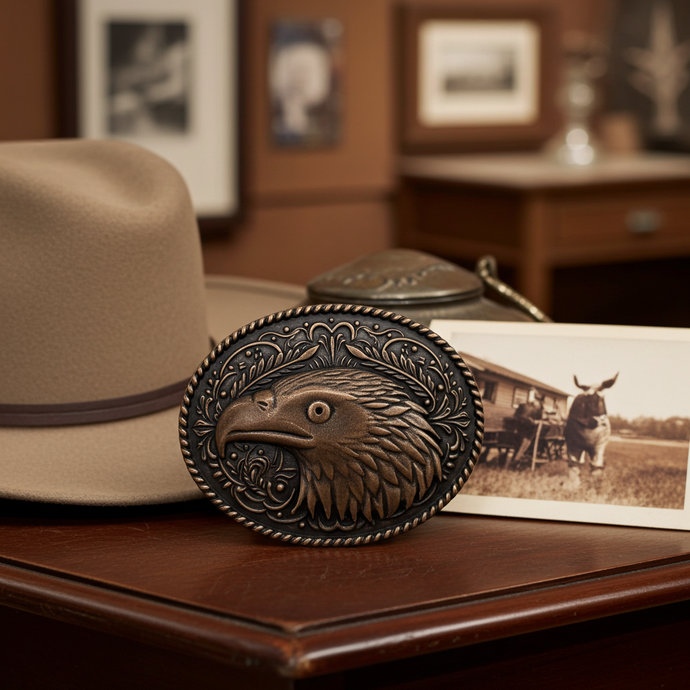 RLB507 - RockinLeather Pewter Eagle Head Belt Buckle