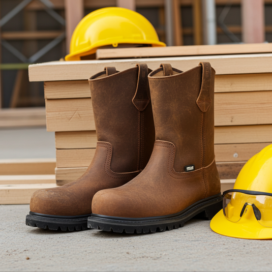 9002 - RockinLeather Men's Crazy Horse Round Steel Toe Boot