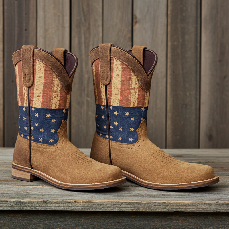 Load image into Gallery viewer, 7000 C/Y - RockinLeather Children's Tan Roughout Flag Leather Boot
