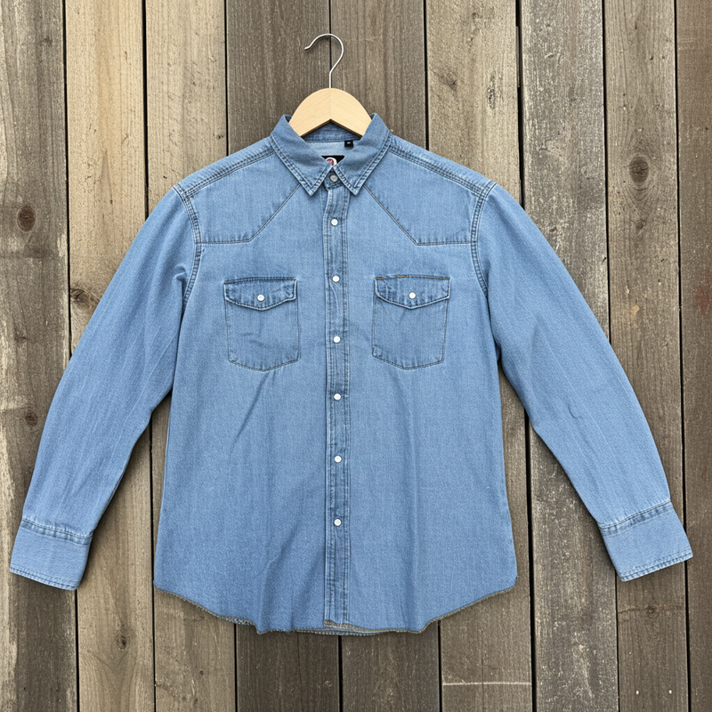 Load image into Gallery viewer, RLLSMS01 - RockinLeather Men&#39;s 6.8 oz Light Denim LS Shirt
