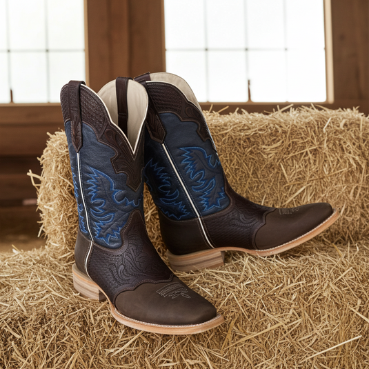 1101 - RockinLeather Men's Hand Tooled Overlay Western Boot