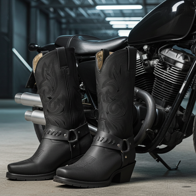 Load image into Gallery viewer, 1162 - RockinLeather Men&#39;s Black Leather Harness Boot
