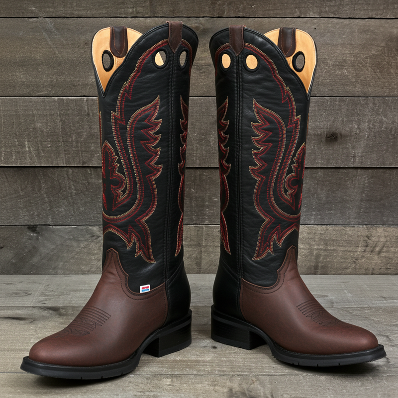 Load image into Gallery viewer, 1256 - RockinLeather Men&#39;s R Toe Buckaroo Distressed Brown Western Boot
