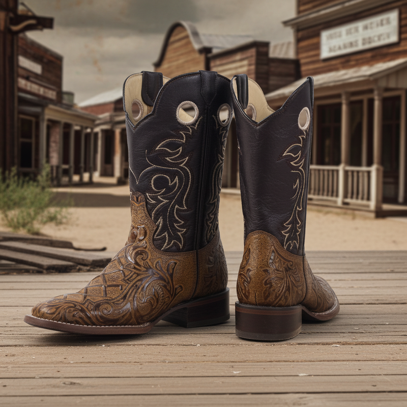 Load image into Gallery viewer, 1229 - RockinLeather Men&#39;s Capuccino Stamped Cowhide Leather Boot
