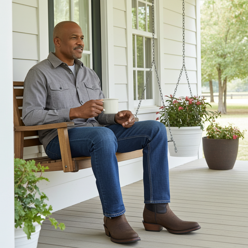 Load image into Gallery viewer, 1228 - RockinLeather Men&#39;s Round Toe Gaucho Brown Western Boot
