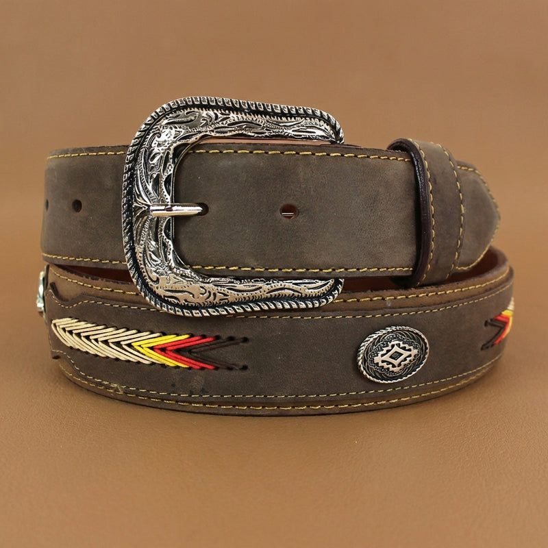 Load image into Gallery viewer, B1001 - RockinLeather Cowhide Leather Belt w/ Aztec Designs
