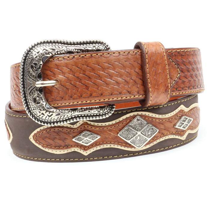 B1008 - RockinLeather Crazy Mocha Cowhide Leather Belt W/Basket Weave