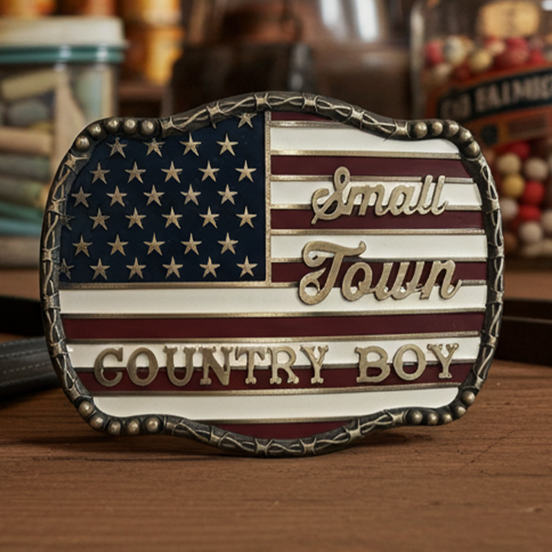 Load image into Gallery viewer, RLB005 - RockinLeather "Small Town Country Boy" Belt Buckle
