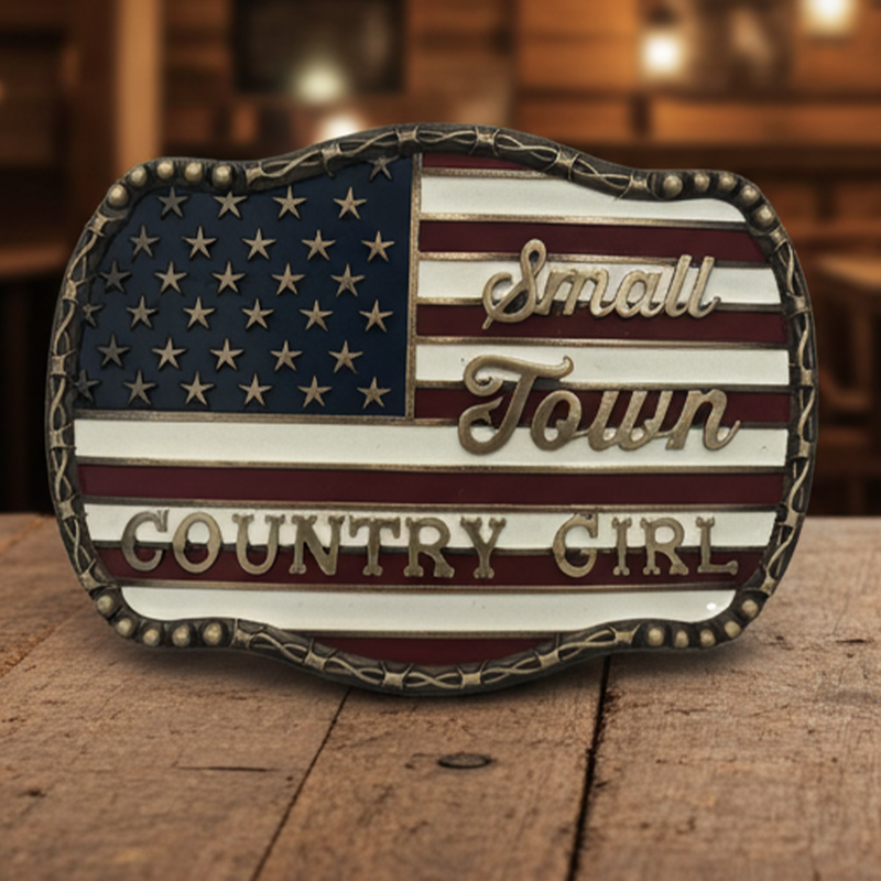 Load image into Gallery viewer, RLB006 - RockinLeather "Small Town Country Girl" Belt Buckle
