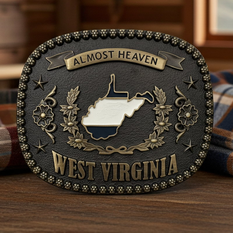 Load image into Gallery viewer, RLB007 - RockinLeather "Almost Heaven West Virginia" Belt Buckle
