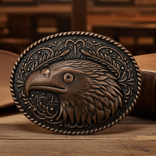 RLB507 - RockinLeather Pewter Eagle Head Belt Buckle