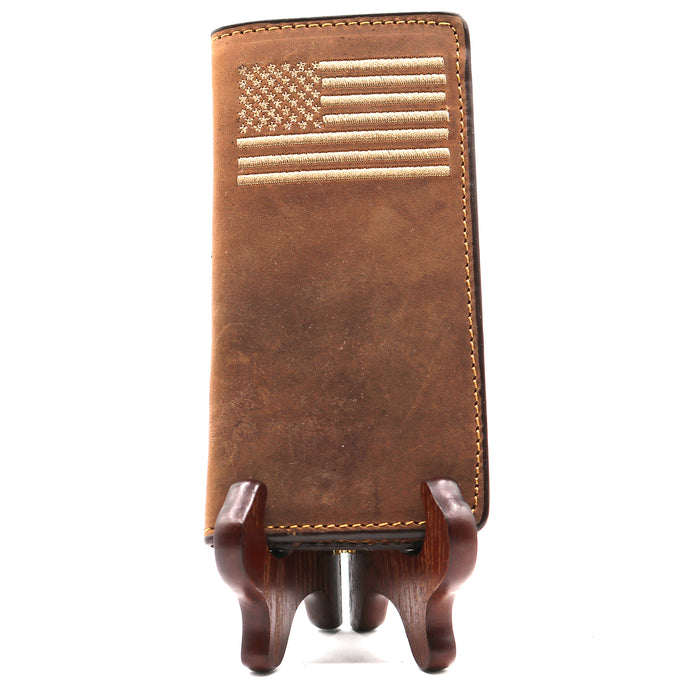 W127 - RockinLeather Rodeo Wallet w/ Embroidered Flag