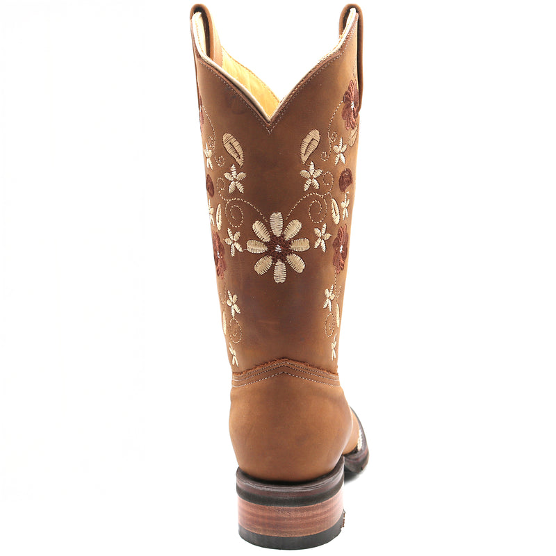 Load image into Gallery viewer, 2191 - RockinLeather Women&#39;s Crazy Horse Western Boot w/Floral Embroidery
