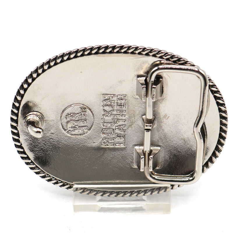 Load image into Gallery viewer, RLB500 - RockinLeather Silver Scrolled Oval Buckle
