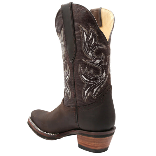2133 - RockinLeather Women's Dark Brown Western Boot With Narrow Square Toe