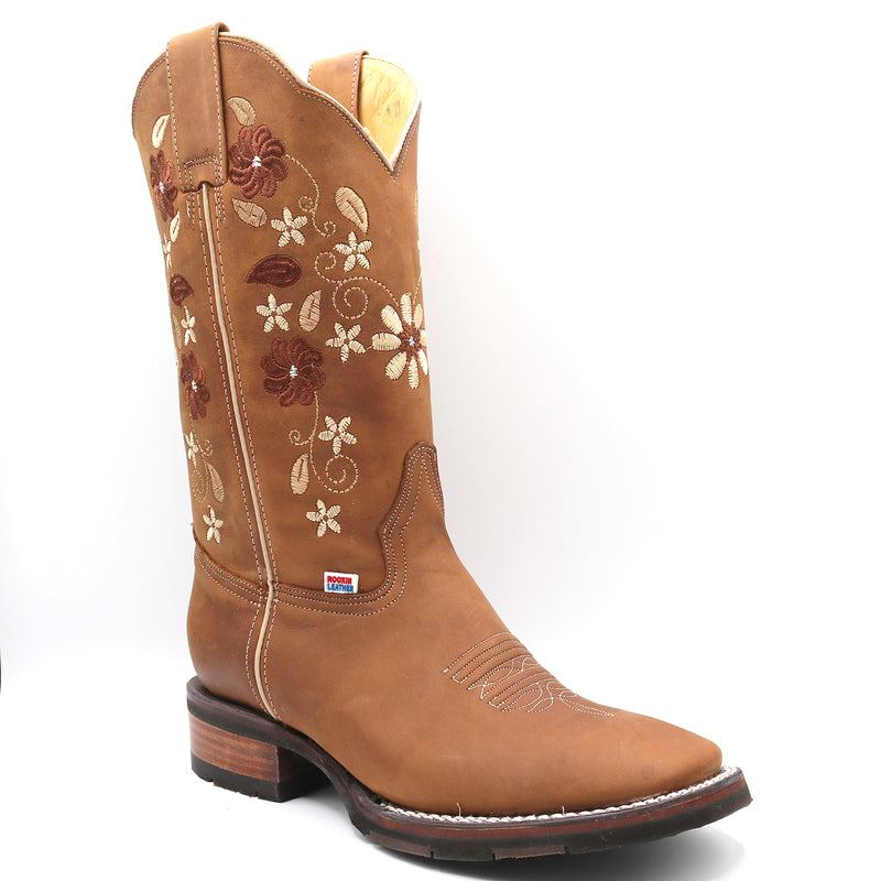Load image into Gallery viewer, 2191 - RockinLeather Women&#39;s Crazy Horse Western Boot w/Floral Embroidery
