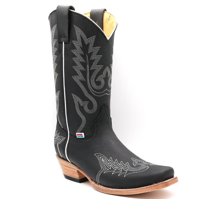Load image into Gallery viewer, 2207 - RockinLeather Women&#39;s Black Western Boot With White Embroidery
