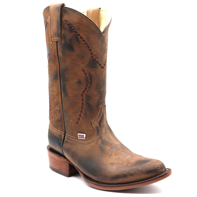 2560 - RockinLeather Women's Distressed Brown Western Boot With Round Toe