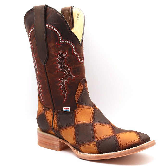 2201 - RockinLeather Women's Patchwork Square Toe Western Boot