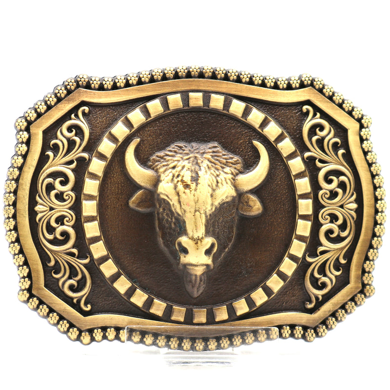 Load image into Gallery viewer, RLB011 - RockinLeather Brushed Antique Brass Buffalo Head Belt Buckle
