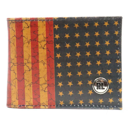 W139 - RockinLeather Distressed Patriotic Flag Bi-Fold Wallet