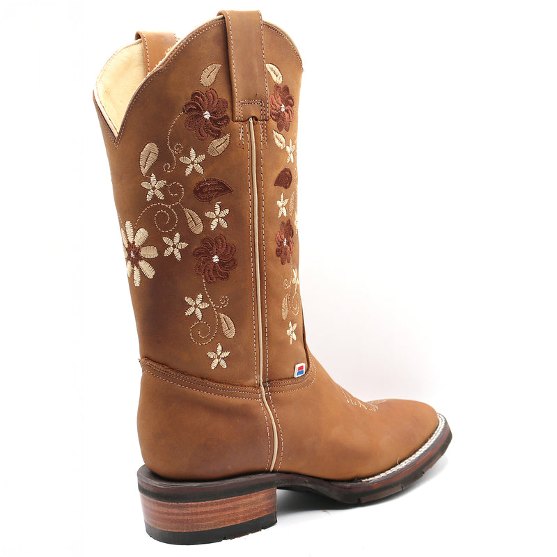 Load image into Gallery viewer, 2191 - RockinLeather Women&#39;s Crazy Horse Western Boot w/Floral Embroidery
