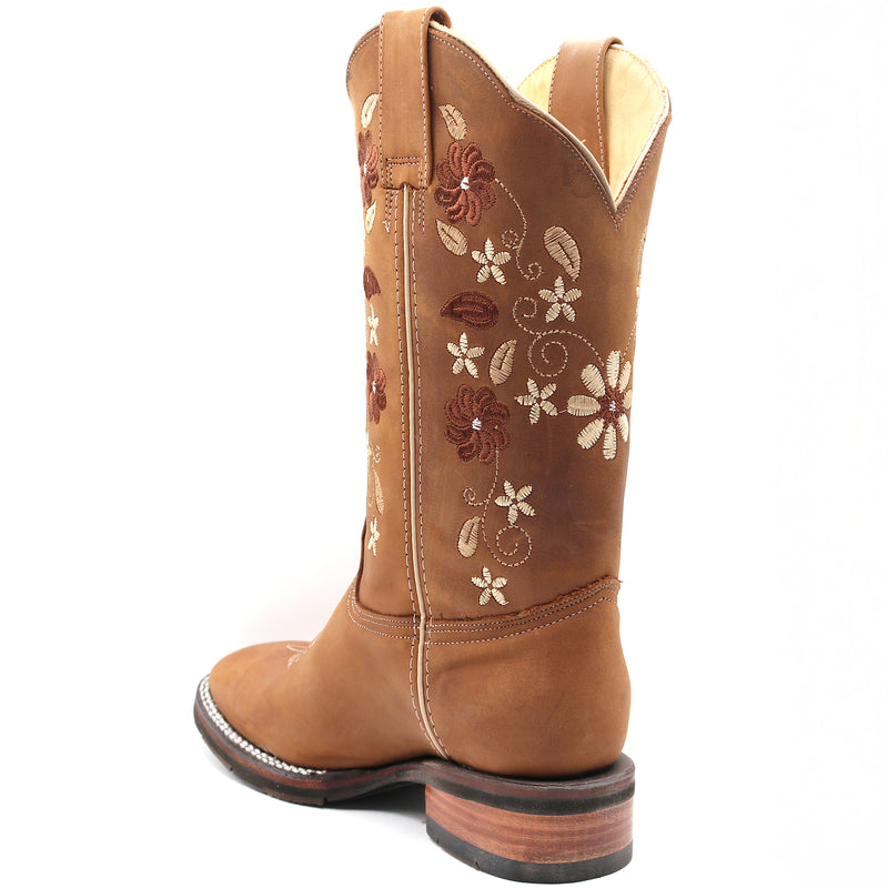 Load image into Gallery viewer, 2191 - RockinLeather Women&#39;s Crazy Horse Western Boot w/Floral Embroidery

